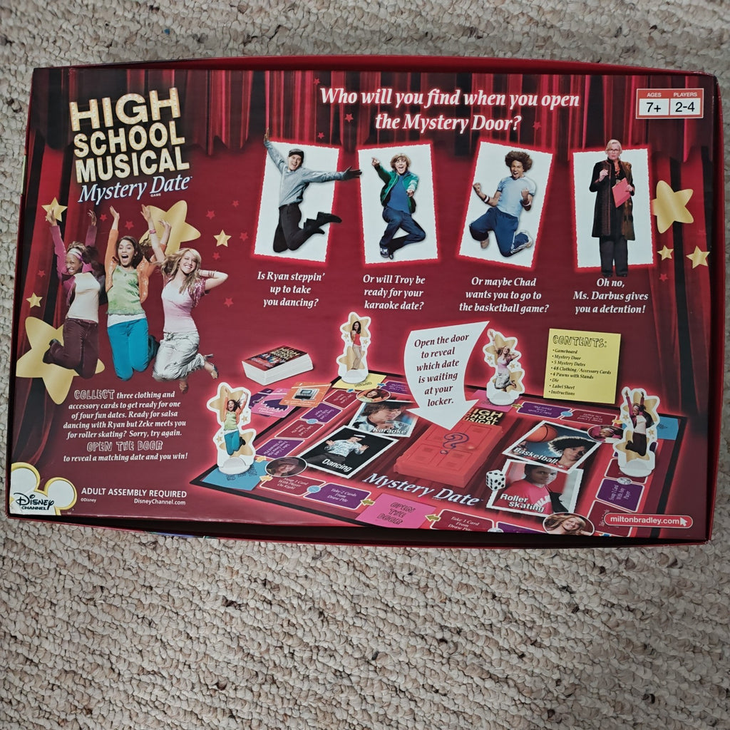 HIGH SCHOOL MUSICAL MYSTERY DATE GAME Ages 7+ MILTON BRADLEY new in opened box